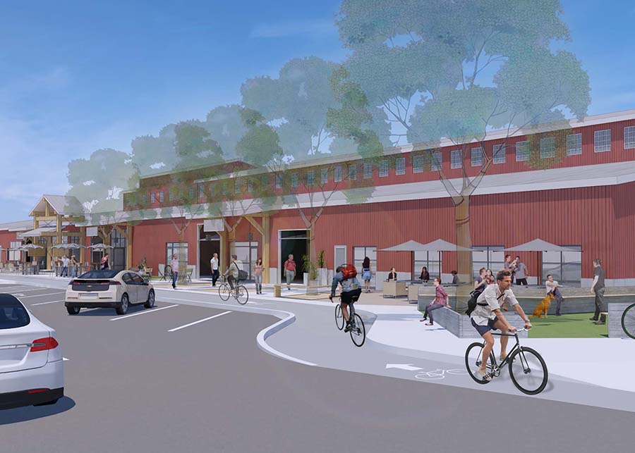 rendering of Arizona Ave highlighting potential parking configurations